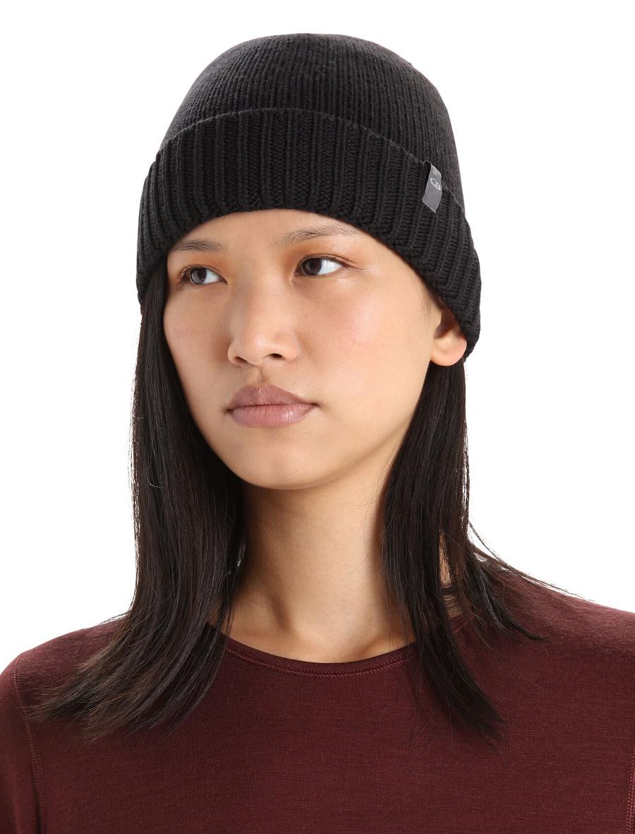 Chapeaux Icebreaker Unisex Merino Vela Cuff Beanie Homme Noir | FR 1090KORI